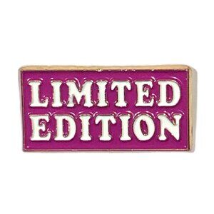 Limited Edition Purple White Enamel Pin Gold Tone Brooch